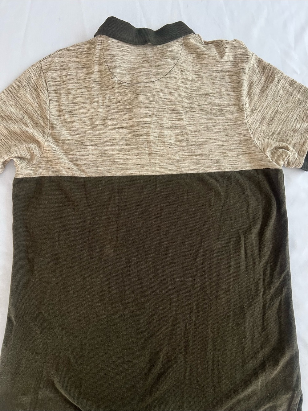 Zara Two-Tone Olive & Beige Men’s Polo Shirt - Picture 3 of 5